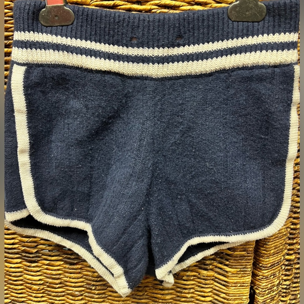 Rag & Bone Blue Knit‎ Shorts with White Accents- XXS, Missing strings